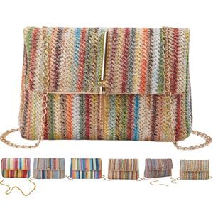 2313 Straw Crossbody Bags Trendy Fashion Tassel Decorated Summer Beach